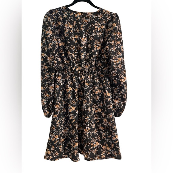 CUPSHE Women Floral V Neck Long Sleeve Elastic Waist Flowy Mini Dress Size Small - Picture 5 of 6